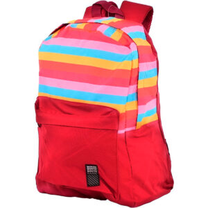 Mochila Bolsa Feminina Casual Listrada Resistente para Notebook Escolar Trabalho Viagem Vinho