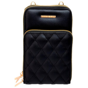 Bolsa Carteira Feminina Com Alça Textura Matelassê Cor:Preto