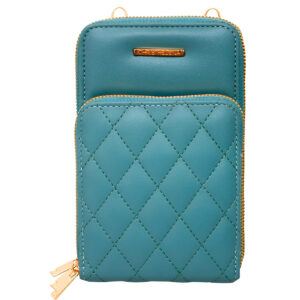 Bolsa Carteira Feminina Com Alça Textura Matelassê Cor:Azul