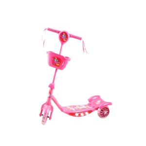 Patinete 3 Rodas Infantil Dobrável com Som e Luz - Rosa