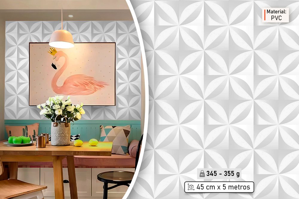 Papel de Parede Adesivo PVC Estampa Folhas - 5 Metros