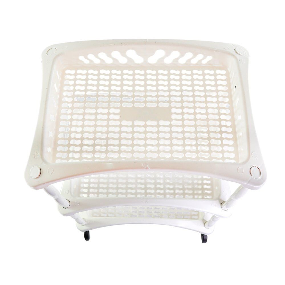 Fruteira de Chão Organizador Vertical 3 Andares com Rodinhas Plástico Branco - Imagem 3