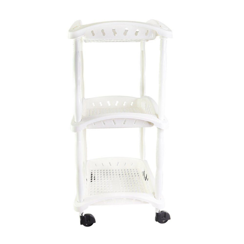 Fruteira de Chão Organizador Vertical 3 Andares com Rodinhas Plástico Branco - Imagem 4