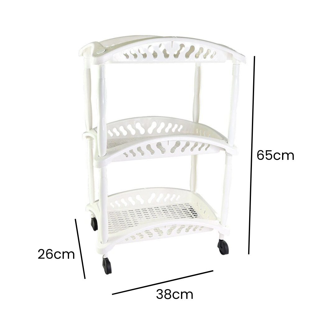 Fruteira de Chão Organizador Vertical 3 Andares com Rodinhas Plástico Branco - Imagem 5