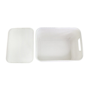 Kit 2 Caixa Organizadora 15 Litros Média com Tampa Empilhavel Branca