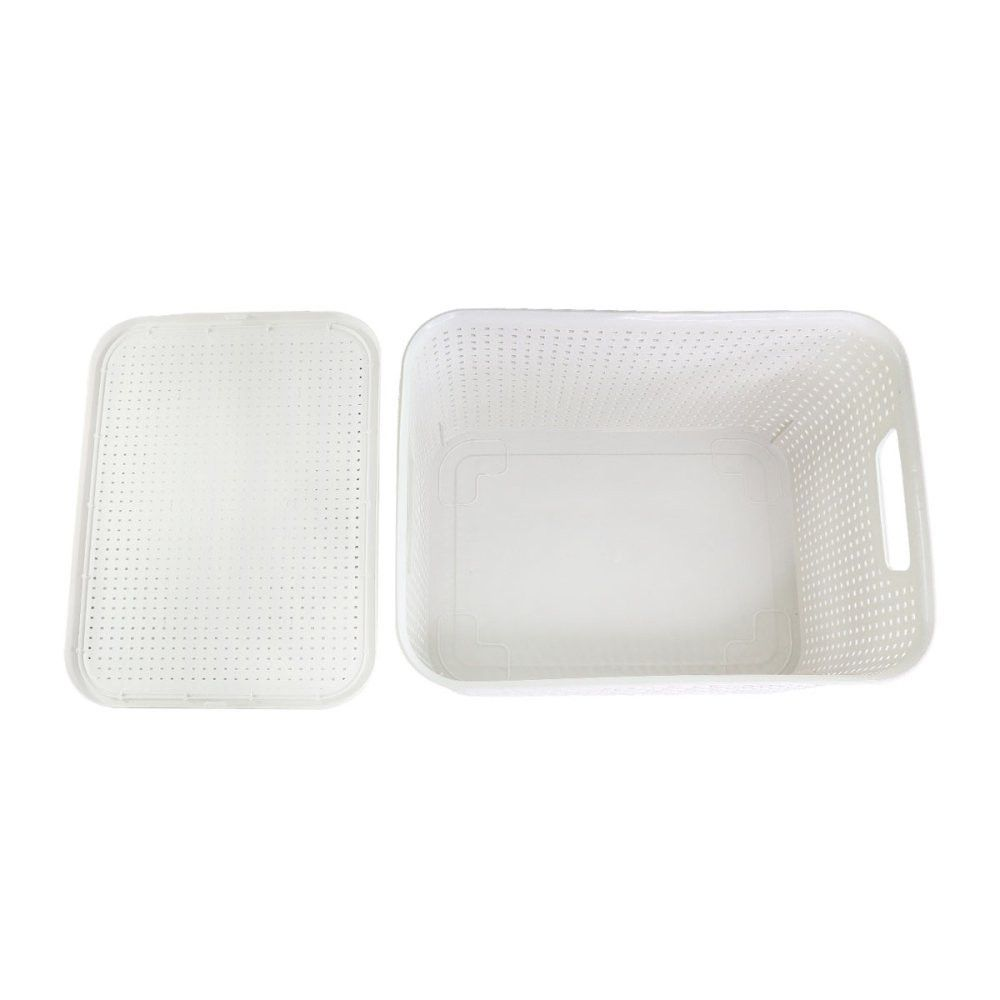 Kit 2 Caixa Organizadora 15 Litros Média com Tampa Empilhavel Branca