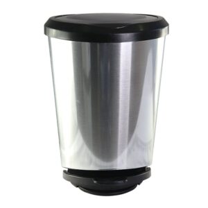 Lixeira Cesto de Lixo Grande com Pedal Redonda Prata Cozinha Banheiro Escritório