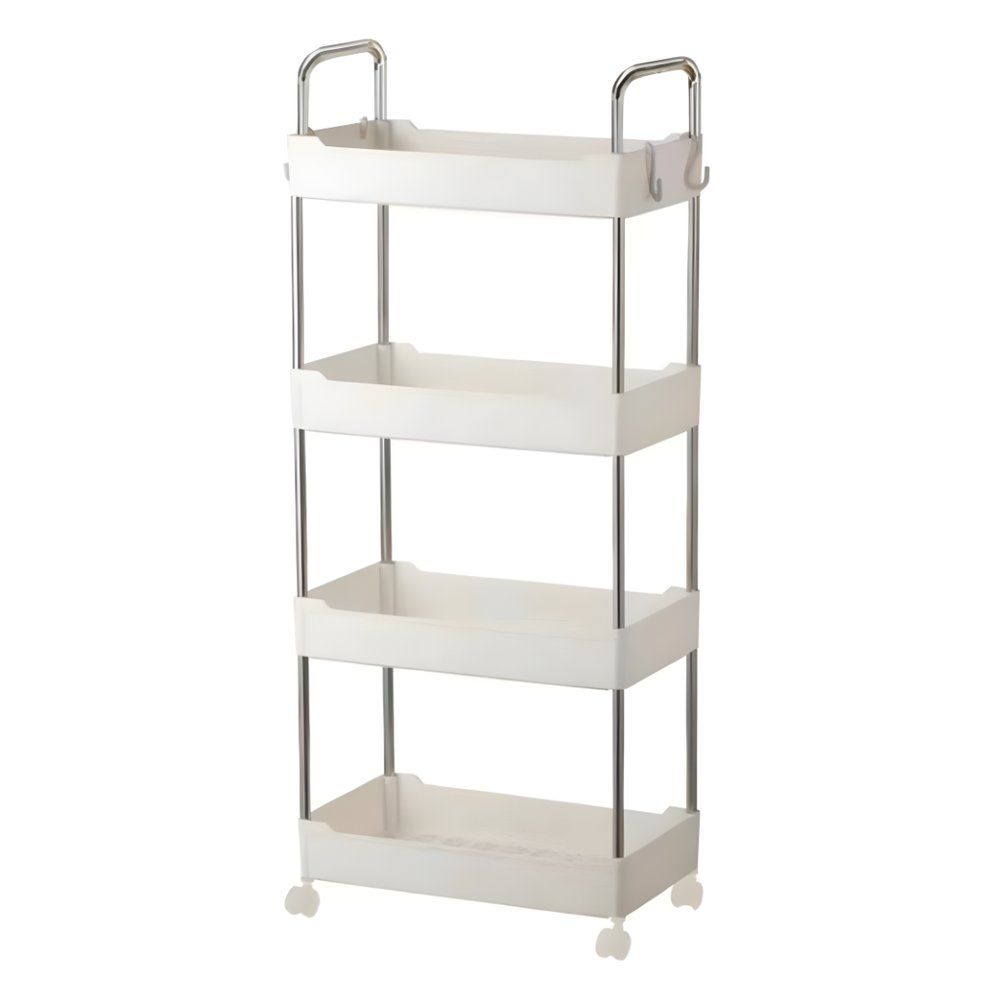 Prateleira Carrinho Auxiliar Organizador de Objetos Multiuso 4 Andares com Rodinhas Branco