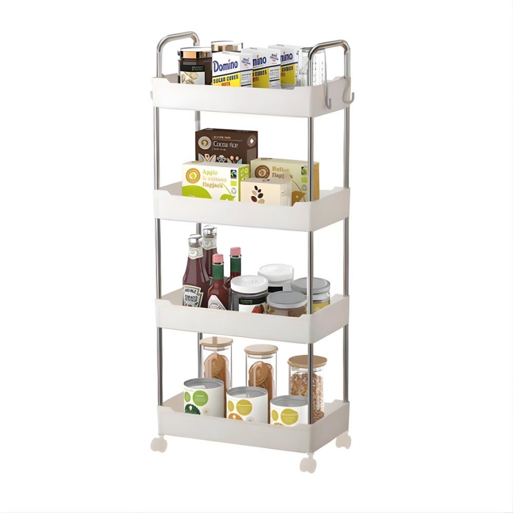 Prateleira Carrinho Auxiliar Organizador de Objetos Multiuso 4 Andares com Rodinhas Branco - Imagem 3