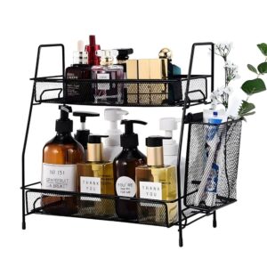 Prateleira Organizador Dupla 2 Andares Metal Aramado Banheiro Cozinha Cosméticos Maquiagem Preto