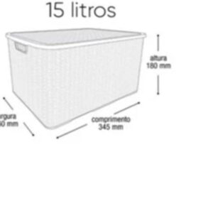 Kit 3 Caixa Organizadora 15 Litros Média com Tampa Empilhavel Branca