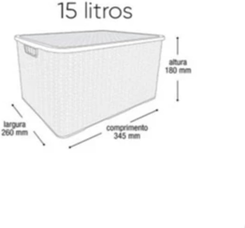 Kit 3 Caixa Organizadora 15 Litros Média com Tampa Empilhavel Branca