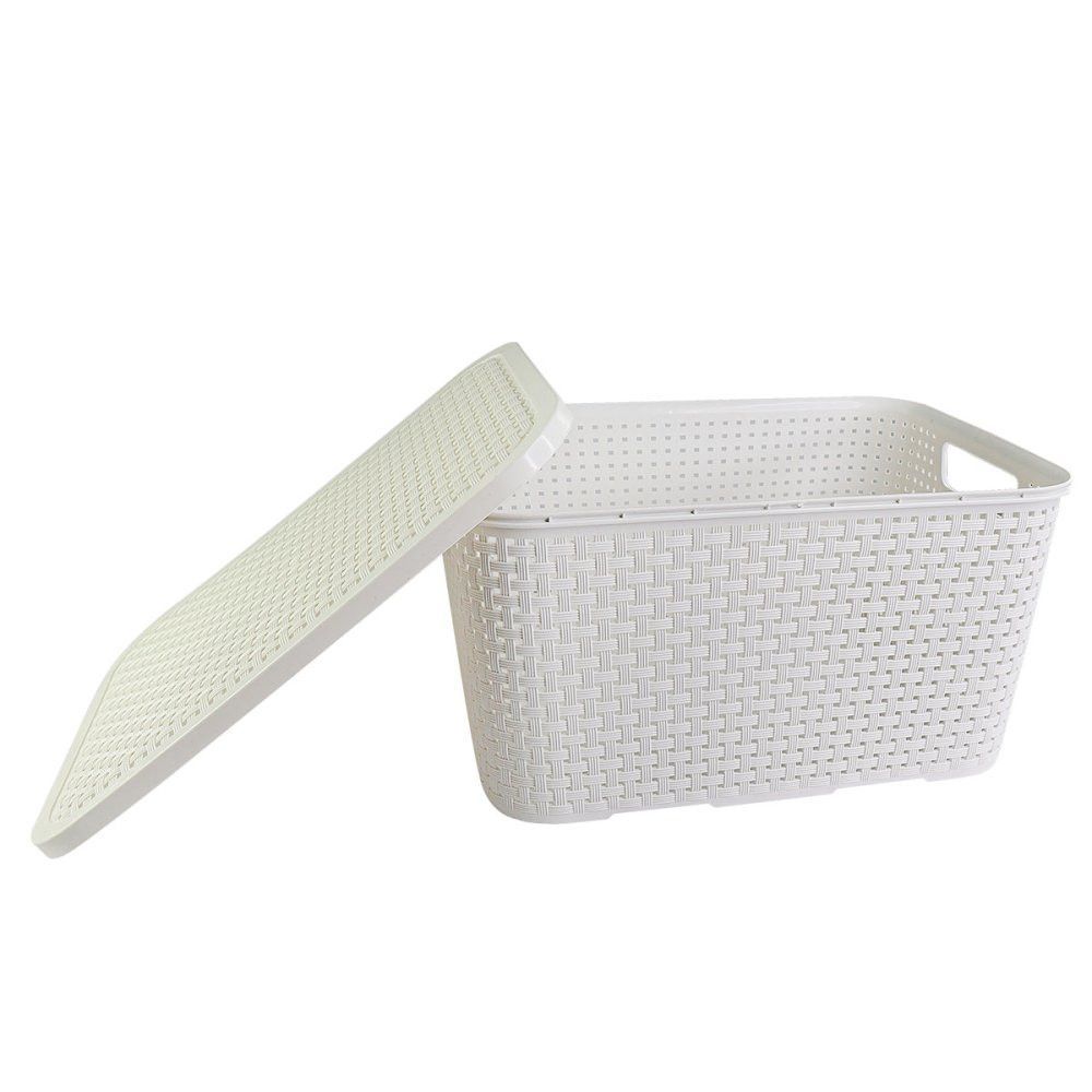 Kit 3 Caixa Organizadora 15 Litros Média com Tampa Empilhavel Branca - Imagem 3