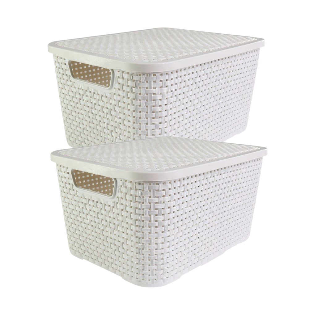 Kit 2 Caixa Organizadora 15 Litros Média com Tampa Empilhavel Branca - Imagem 5