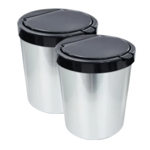 Kit 2 Lixeira Cesto de Lixo Inox Com Tampa Click 10 Litros Prata Luxo Banheiro Cozinha Escritório