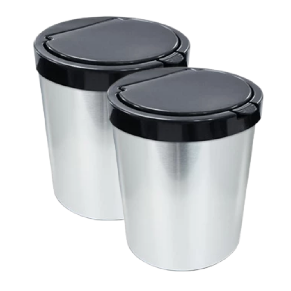Kit 2 Lixeira Cesto de Lixo Inox Com Tampa Click 10 Litros Prata Luxo Banheiro Cozinha Escritório