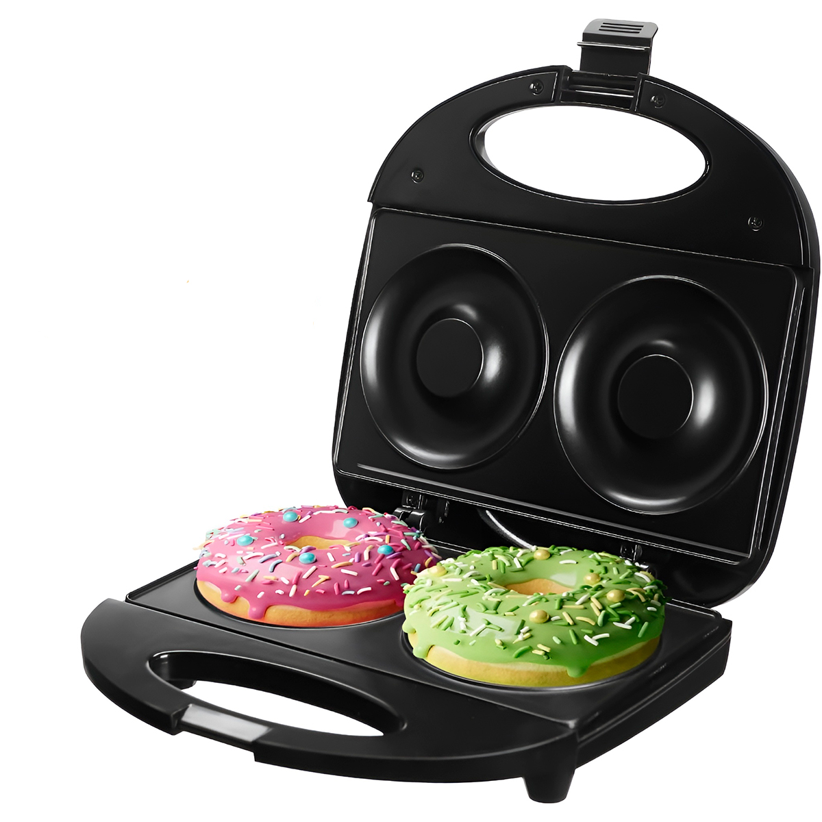Máquina de Donuts Grande 2 Cavidades Antiaderente 750W 220v com Luz Indicadora Preto