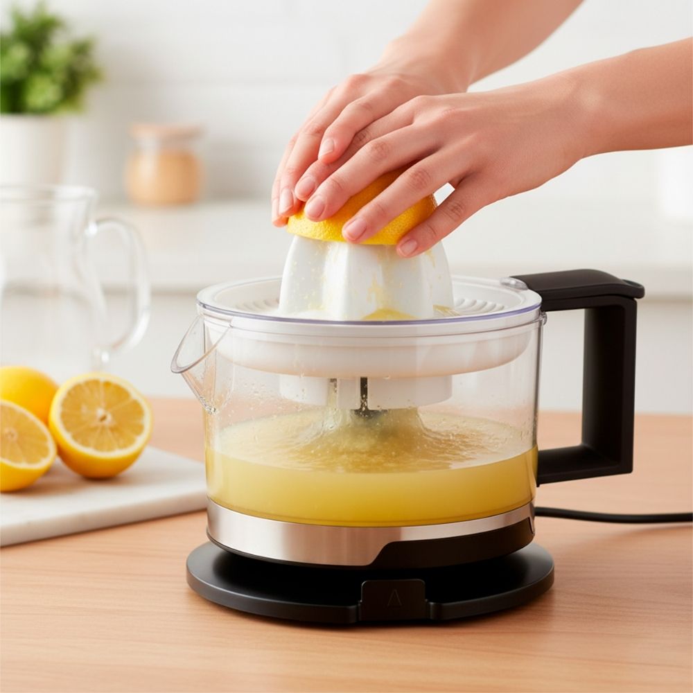 Espremedor de Frutas Elétrico 220v 100W 850ml Branco Extrator Suco Laranja Limão com Cone Duplo - Imagem 2