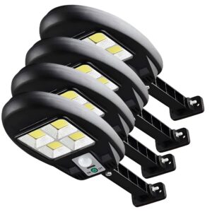 Kit 4 Luminária Lâmpada Solar LED com Sensor de Movimento 15W Á Prova D'Água para Áreas Externas