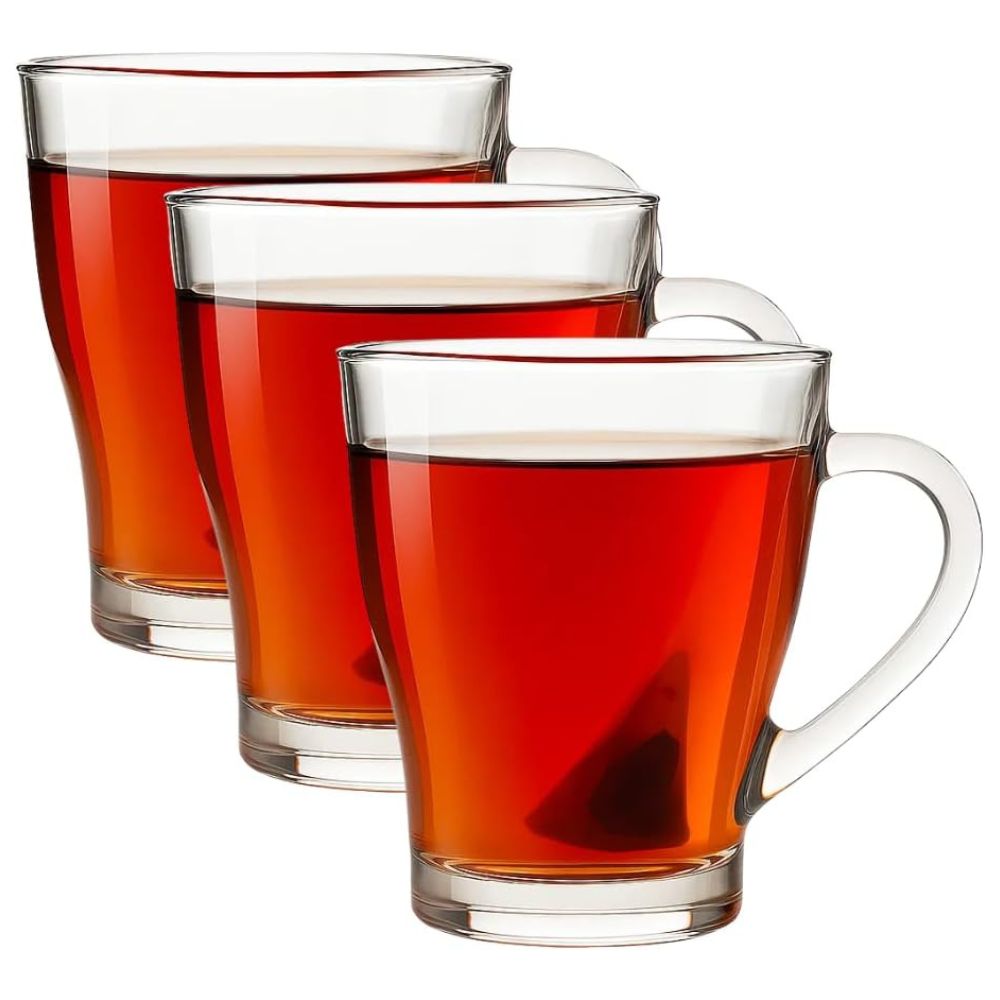 Jogo 3 Canecas Xícaras de Vidro 265ml com Alça para Café Cappuccino Expresso Cerveja Chocolate Sucos