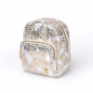 Mochila Bolsa Feminina Costas com Brilho Reforçada Escolar Viagem Passeio Trabalho Rosa Branco