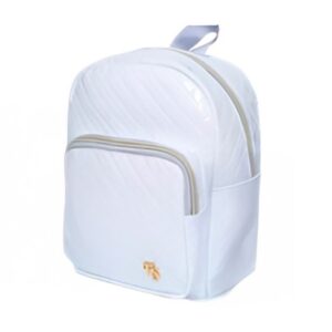 Mochila Bolsa Feminina Costas com Brilho Glitter Resistente Escolar Viagem Passeio Trabalho BrancoMochilas