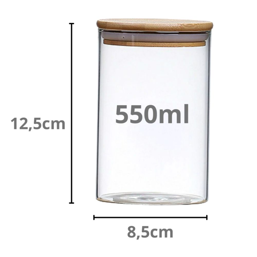 Pote de Borossilicato com Tampa de Bambu 550 ml - Imagem 5