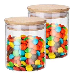 Kit 2 Pote de Vidro para Mantimentos 550ml com Tampa de Bambu Hermético Resistente Redondo