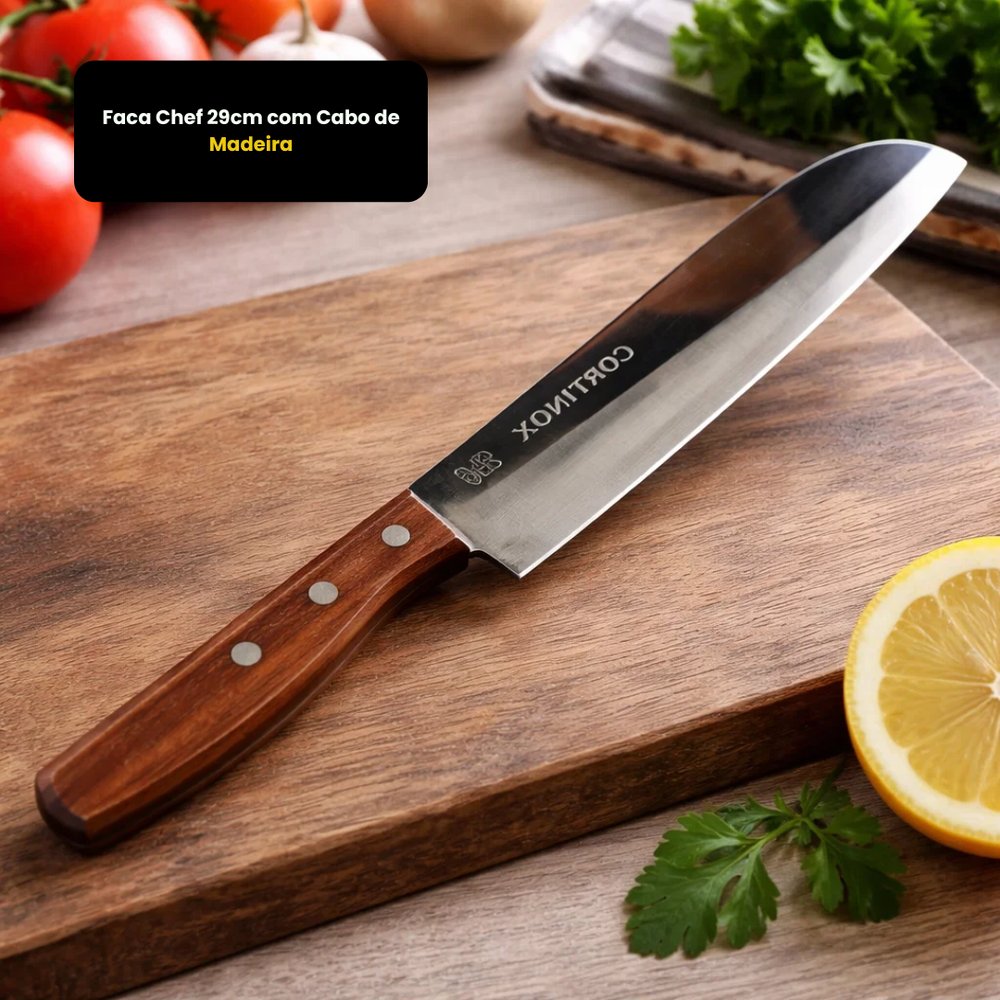 Faca Chef 29cm com Cabo de Madeira - Imagem 2