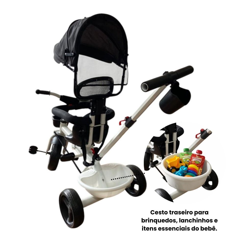 Triciclo Infantil com Empurrador Comfort Branco - Imagem 3