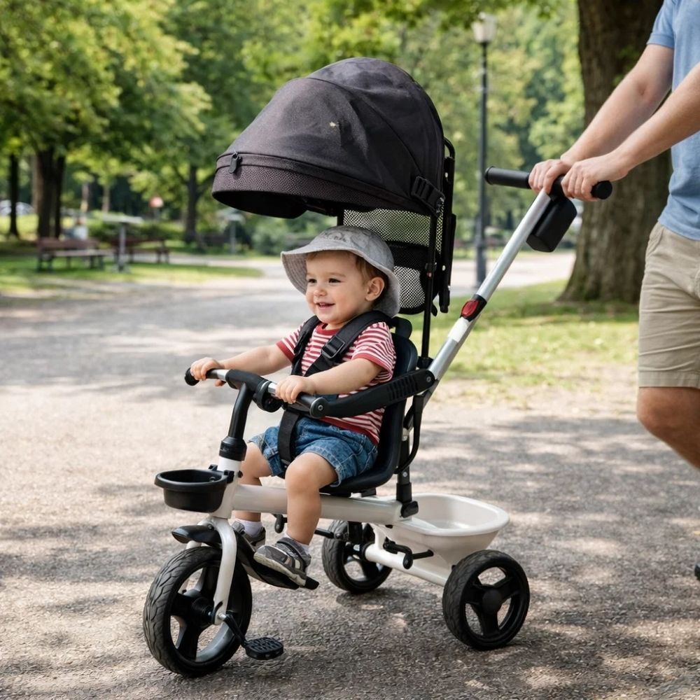 Triciclo Infantil com Empurrador Comfort Branco - Imagem 5