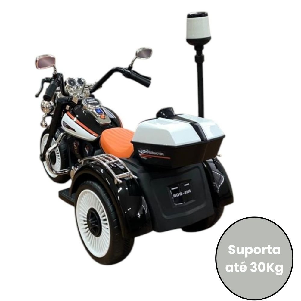 Moto Elétrica Infantil 12V Chopper Sirene Branca - Imagem 3