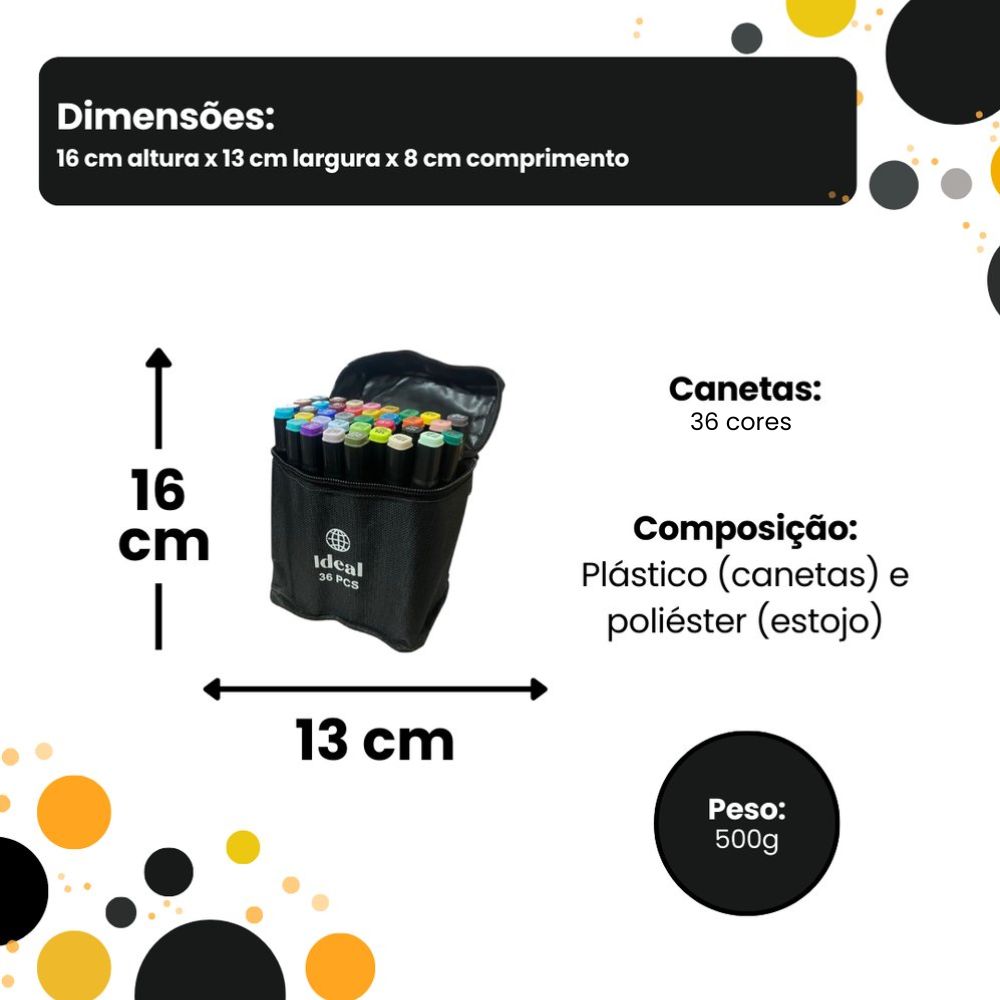 Estojo com 36 Canetas de Colorir Hidrográficas - Imagem 4