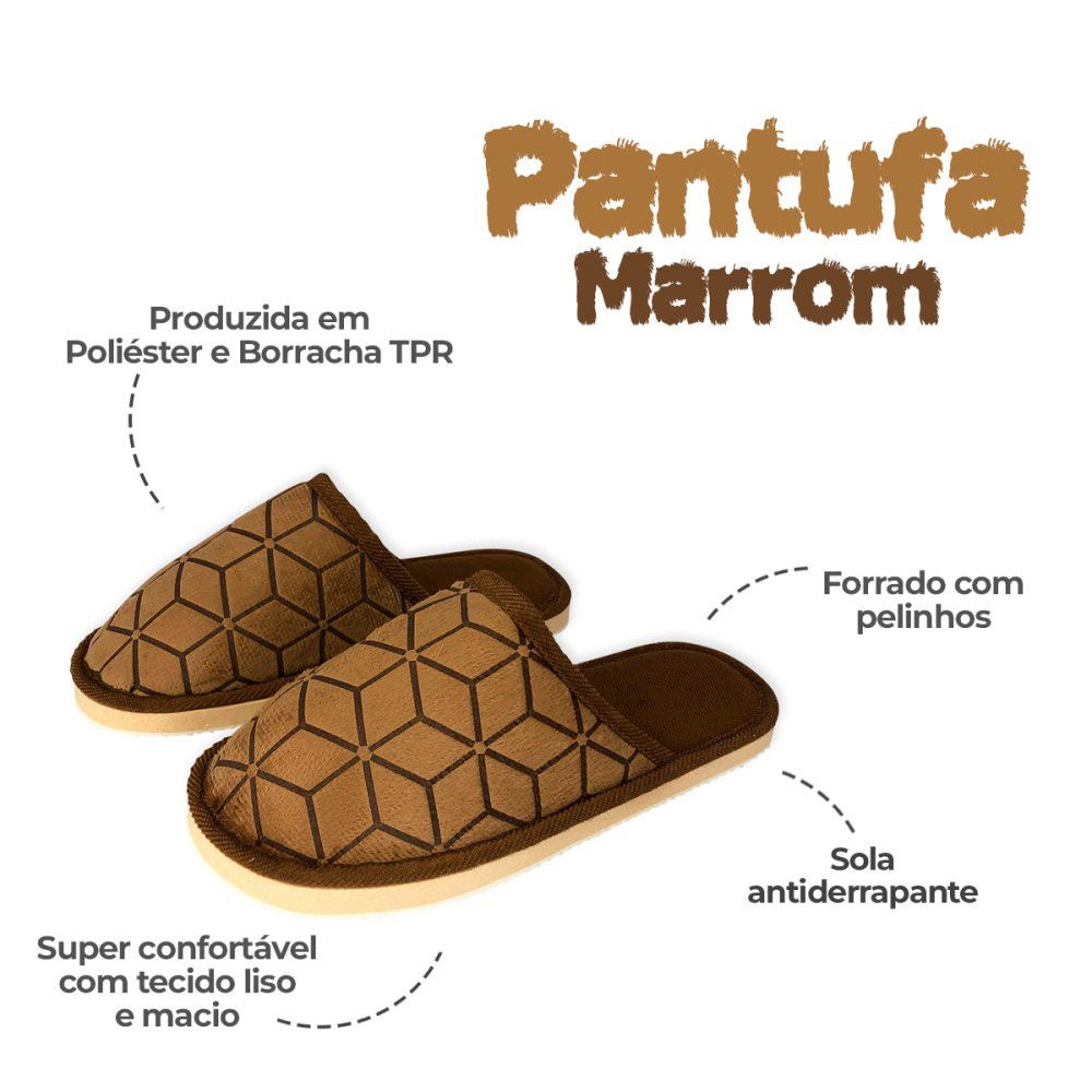 Pantufa Masculina Macia Estampada Marrom 42/43 - Imagem 2