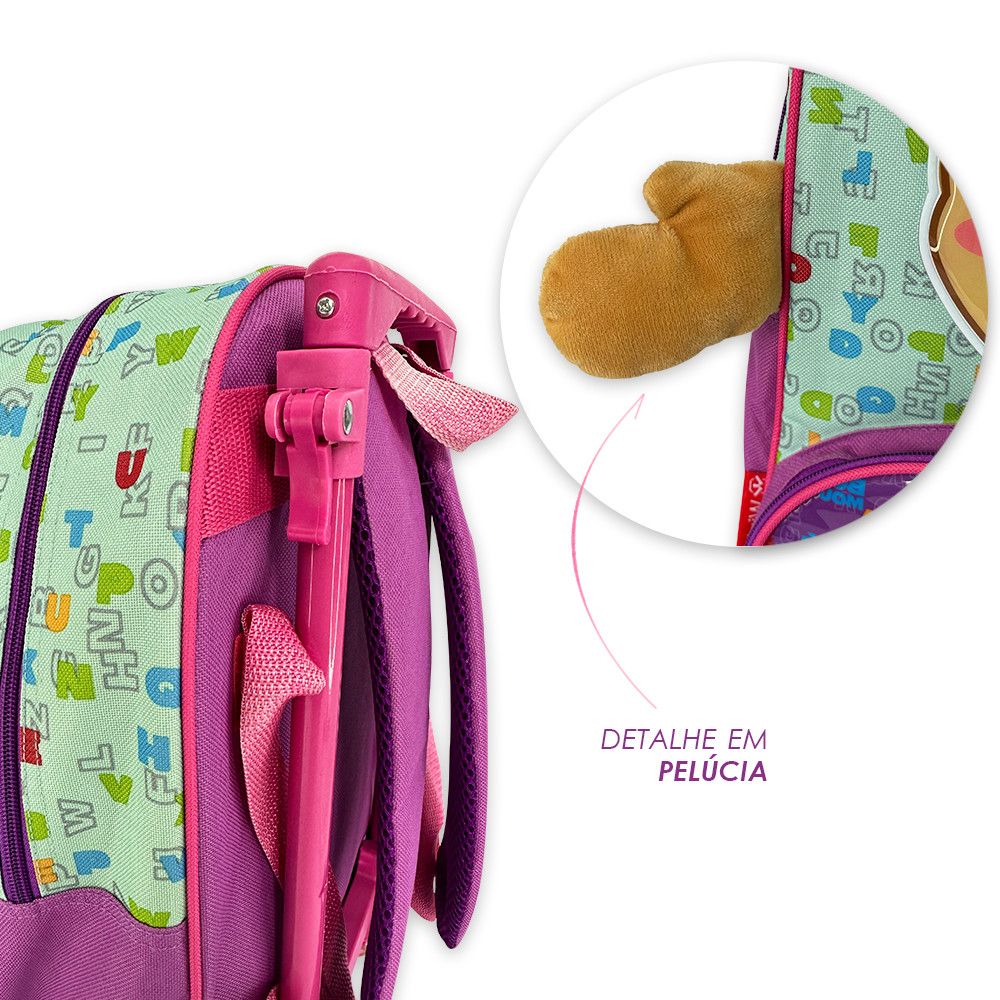 Mochila Infantil Escolar Rena Rodinha Rosa - Imagem 4