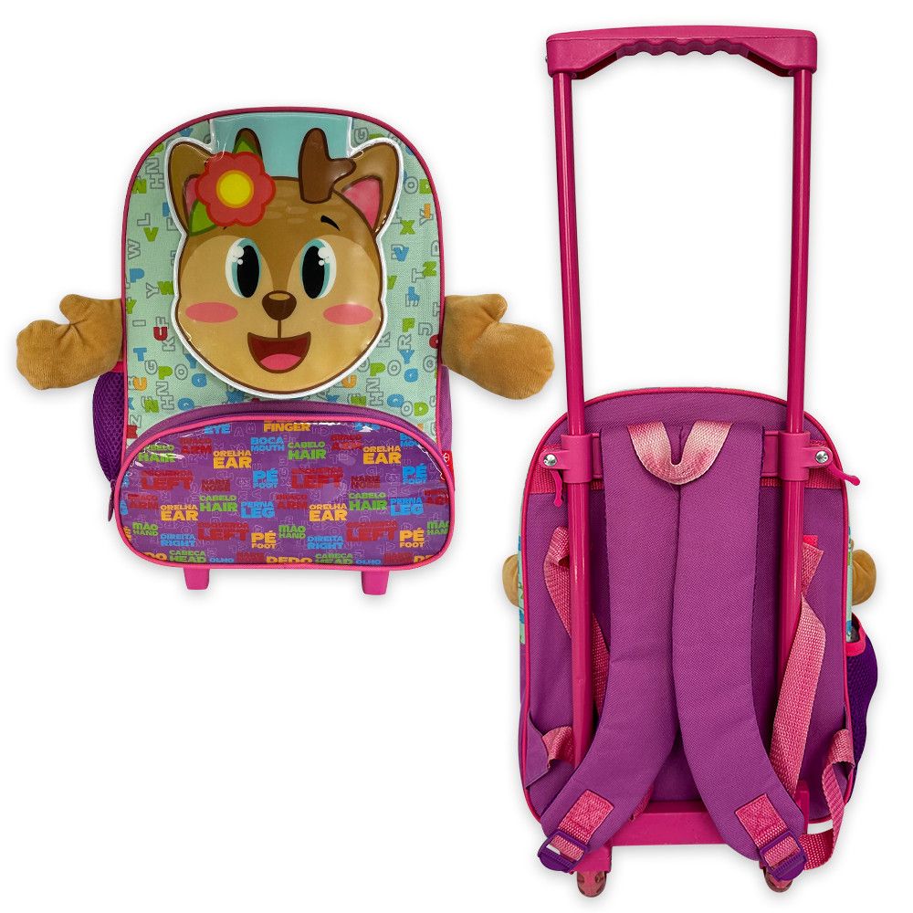 Mochila Infantil Escolar Rena Rodinha Rosa - Imagem 2