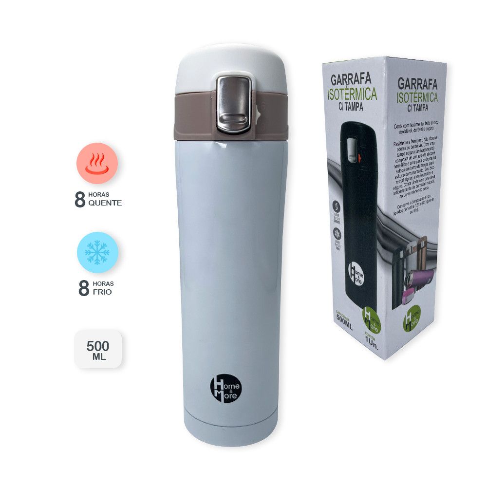 Garrafa Isotérmica com Tampa 500ml - Branca - Imagem 4
