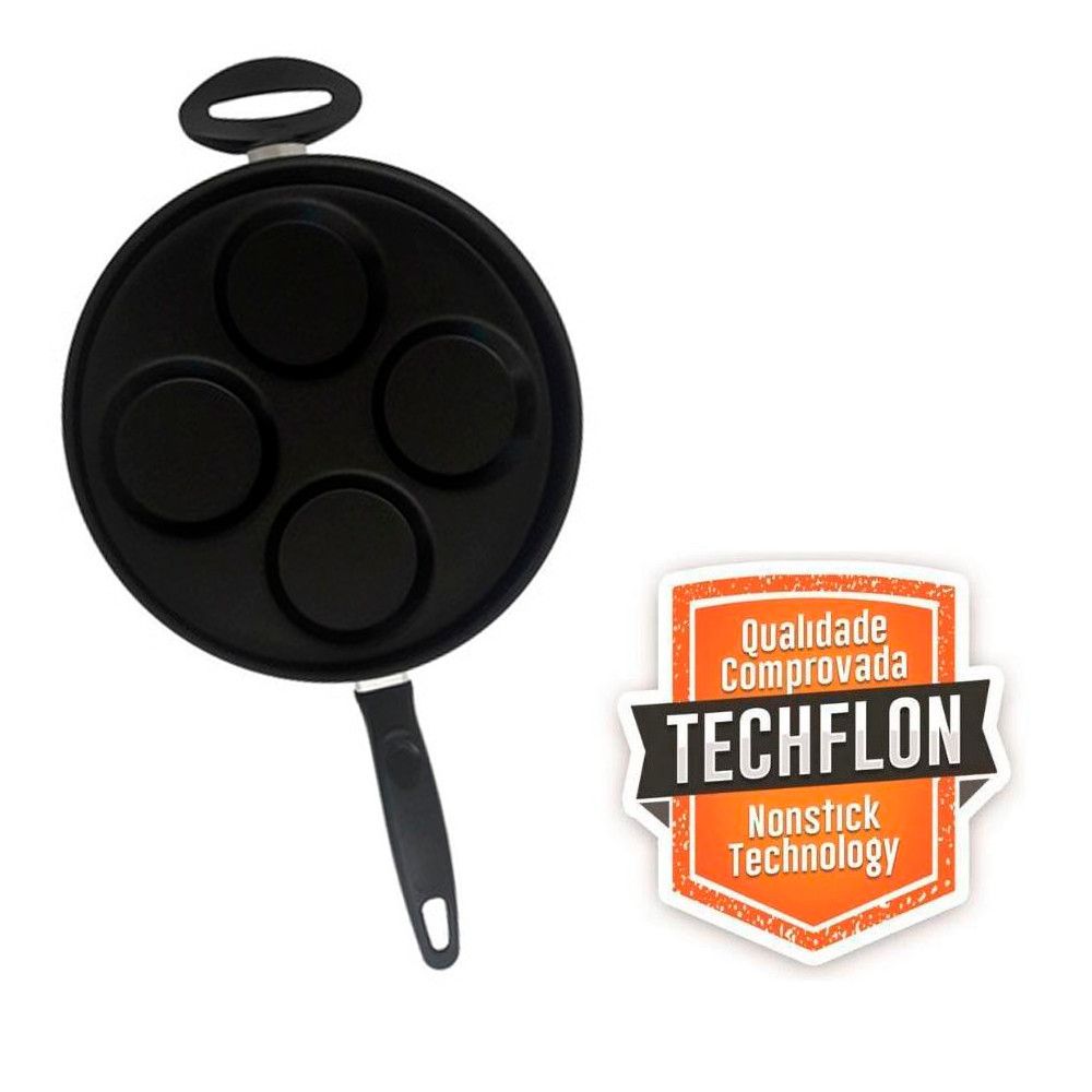 Frigideira 4 Em 1 Multiuso Com Divisórias Antiaderente Ovos Hamburgers - Preta - Imagem 2