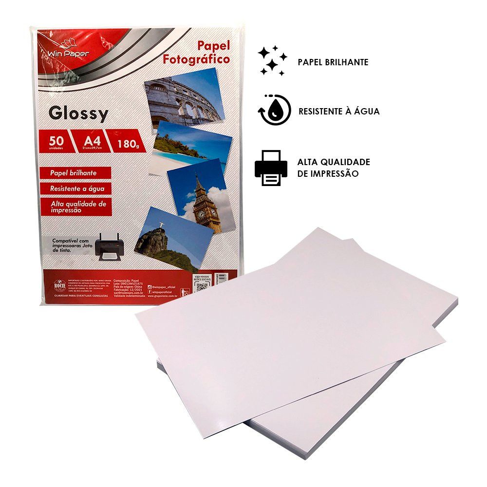 Papel Fotográfico A4 Glossy 180g 50 Folhas - Imagem 2