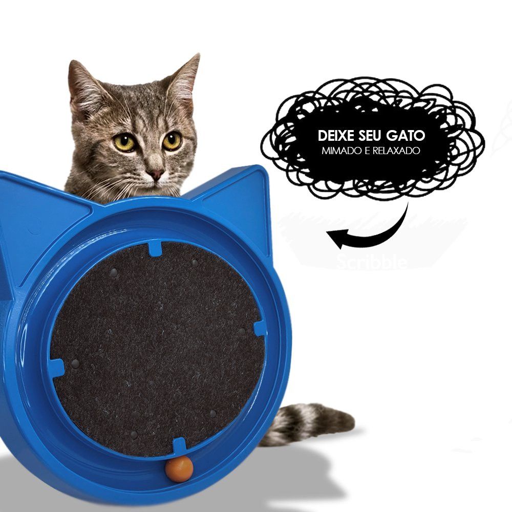 Arranhador para Gatos com Bolinha Interativa Antistress - Azul - Imagem 2