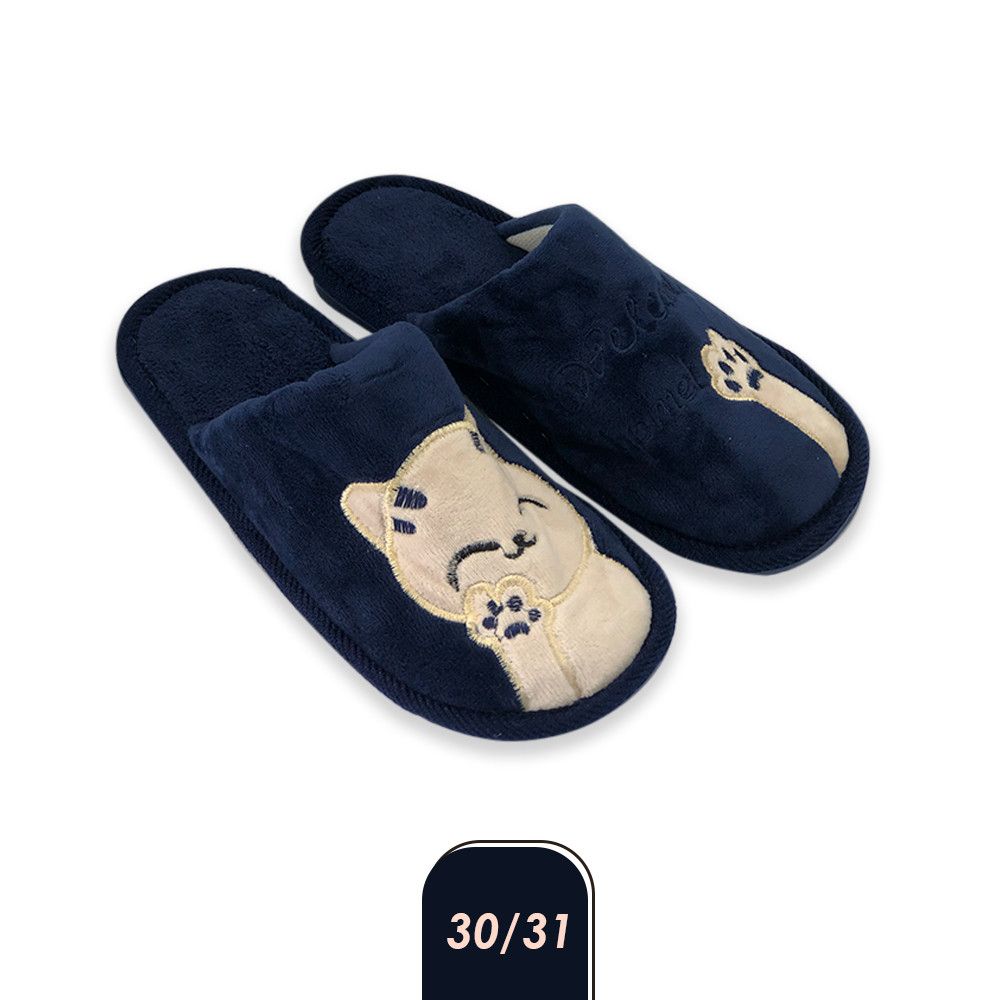Pantufa Gatinho Infantil Azul Tam. 30/31 - Imagem 2