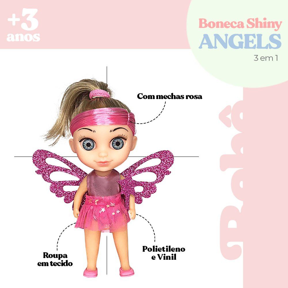 Boneca Shiny Angels 3 em 1 Sereia Fada e Bailarina - Imagem 5