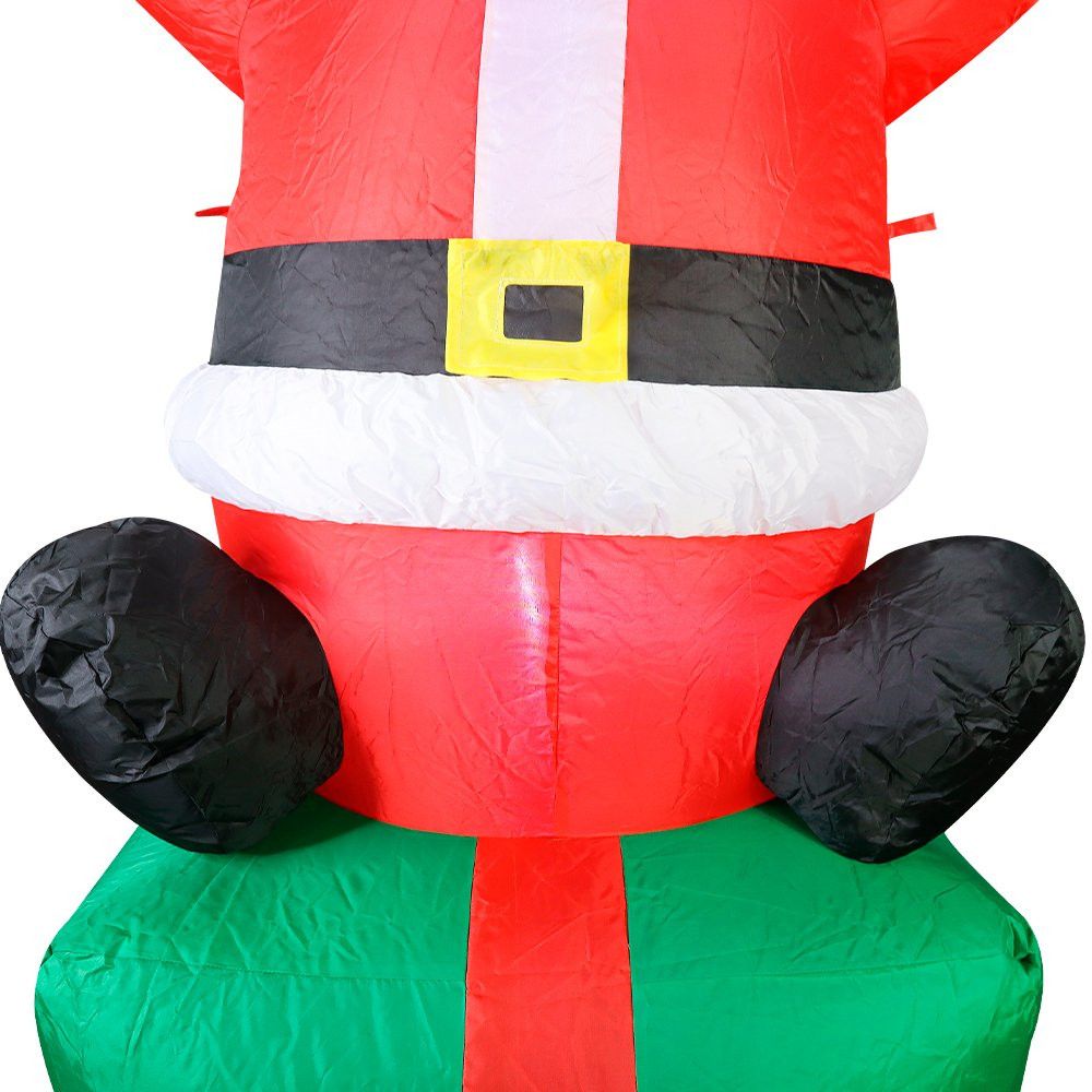 Papai Noel Infláel Sentado no Saco de Presente de 1,90m Bivolt