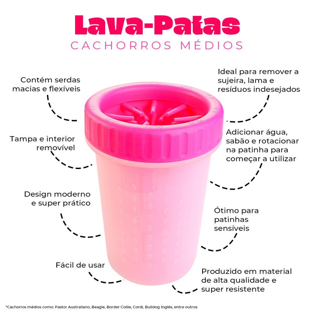 Lava-Patas para Cachorros Médios - Rosa - Imagem 2