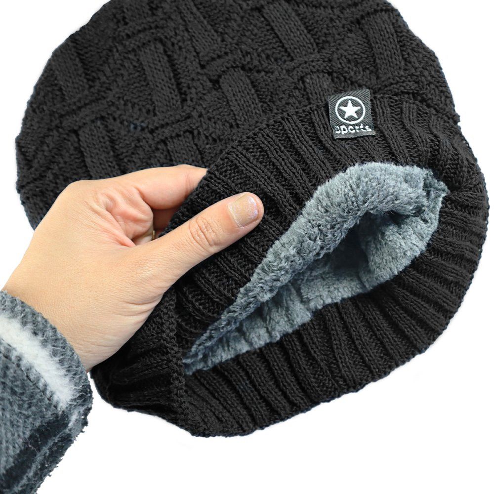 Kit Gorro de Frio e Cachecol Estilo Gola - Preto - Imagem 2