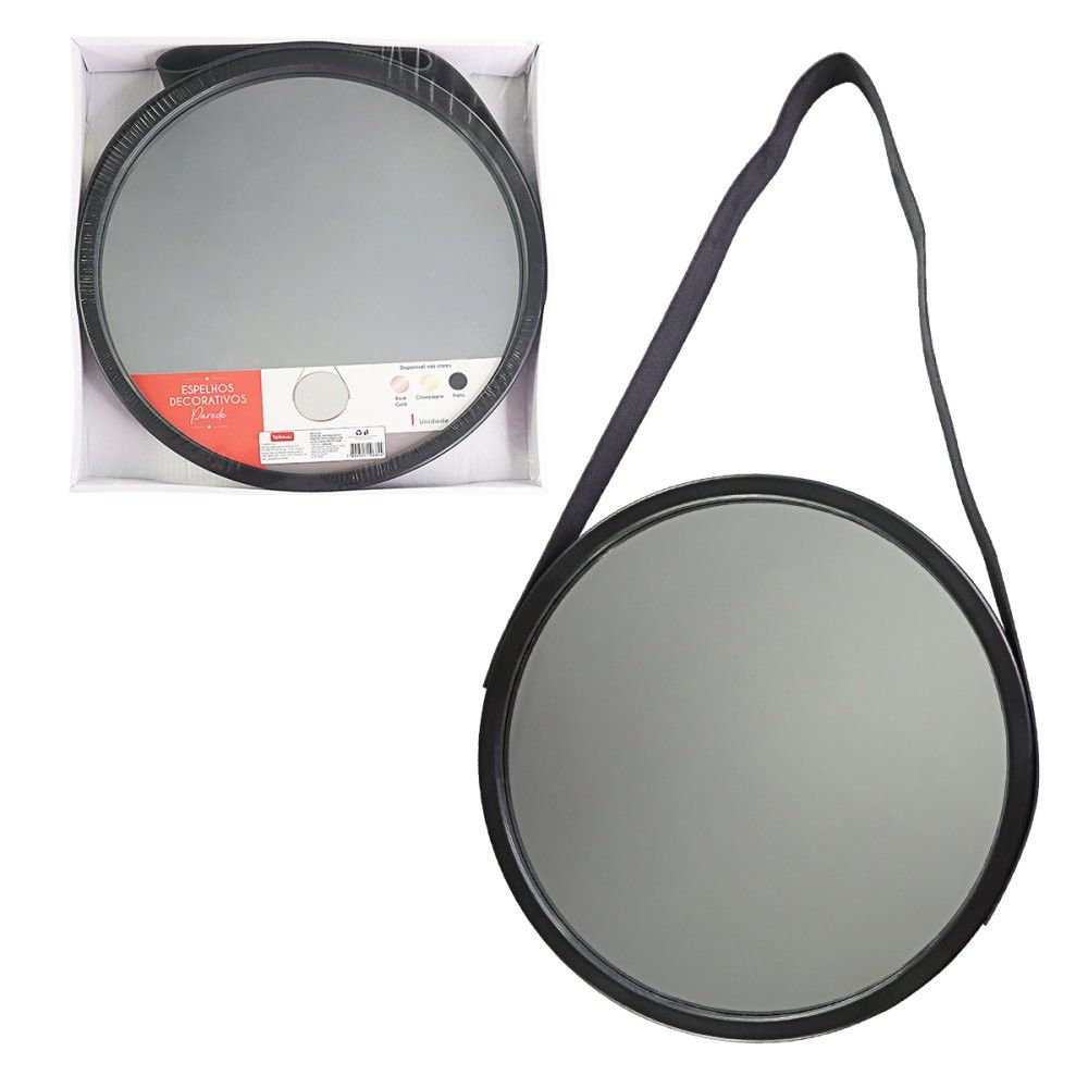 Espelho Decorativo Pequeno Redondo 33cm Preto - Imagem 6