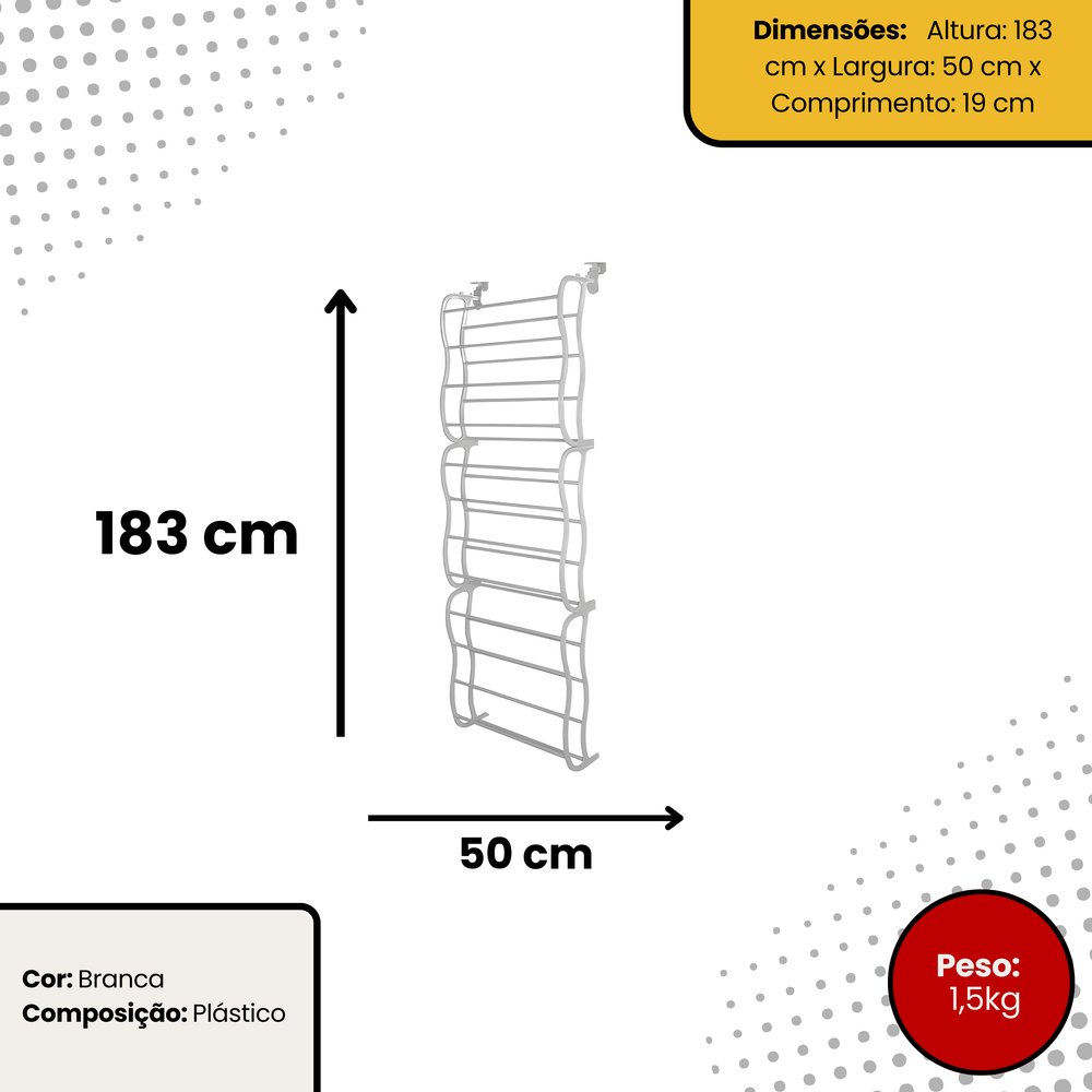 Sapateira Vertical de Parede e Porta para 36 Pares - Branca - Imagem 5