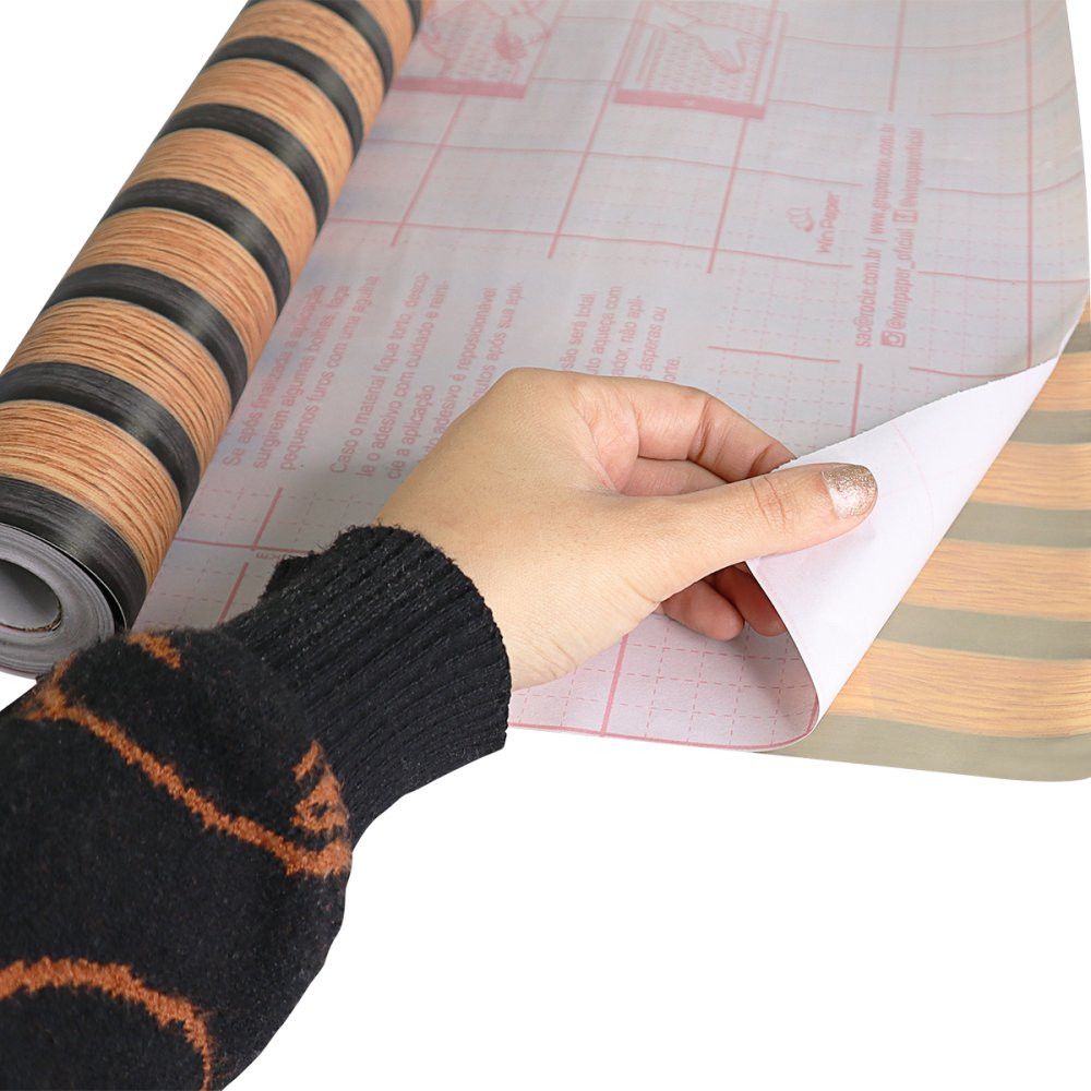 Plástico Adesivo de Madeira Tom Claro Ripado - Imagem 2