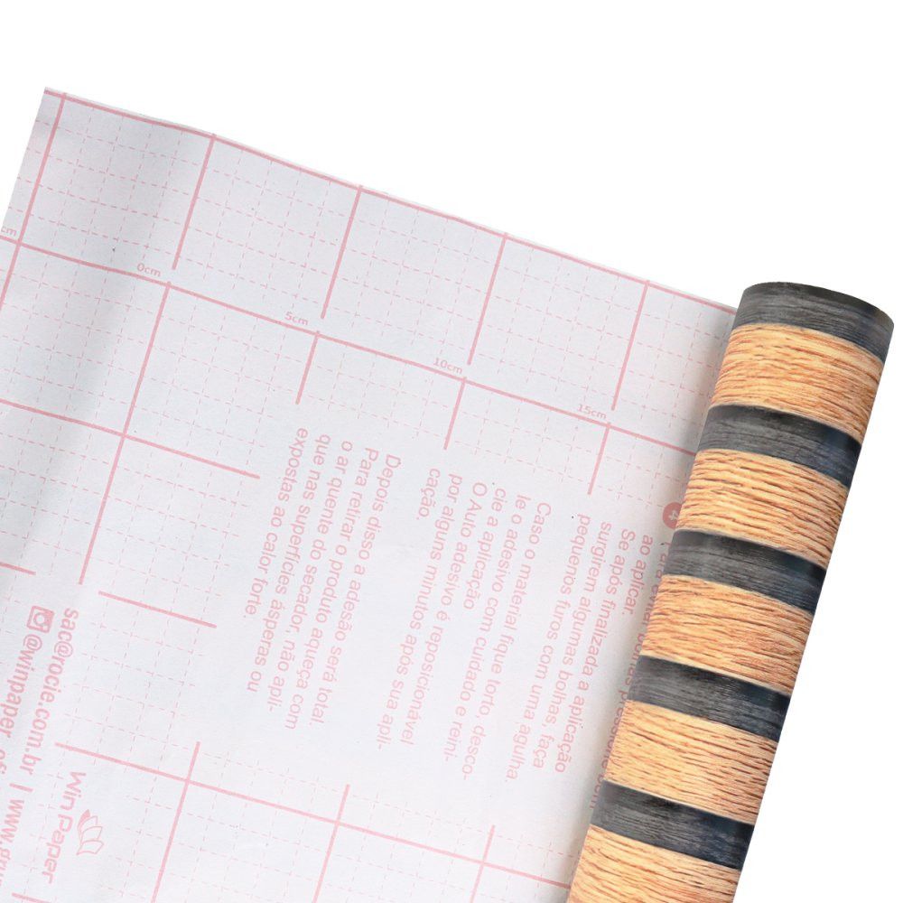 Plástico Adesivo de Madeira Tom Claro Ripado