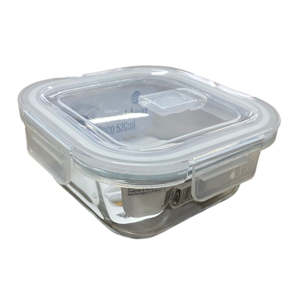 Pote Hermético de Vidro Quadrado 520 ml